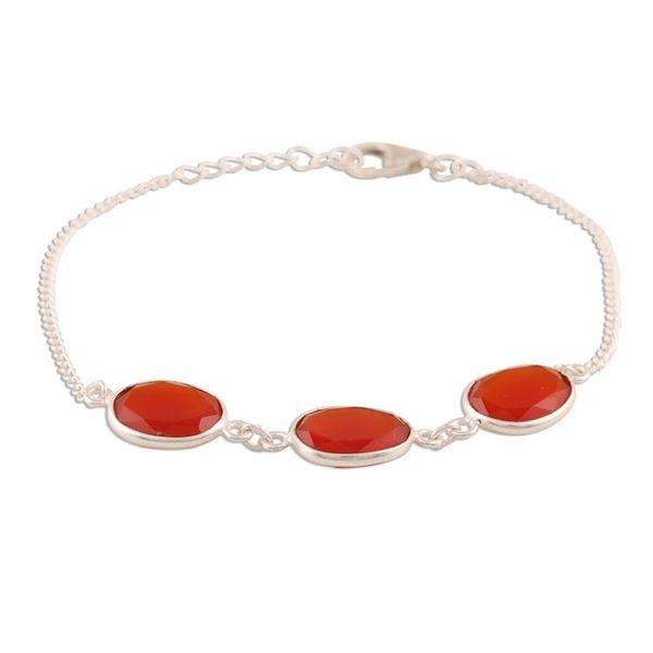 Alternate image for 15-Carat Carnelian Link Bracelet from India Fiery Glisten