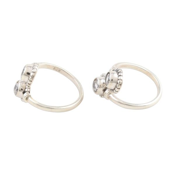 Alternate image for Handmade Sterling Silver Cubic Zirconia Toe Rings Pair Shimmering Charm