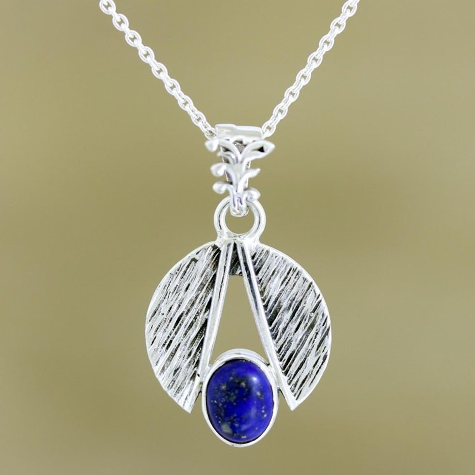 Hand Made Lapis Lazuli and Sterling Silver Pendant Necklace 'Royal Bliss'