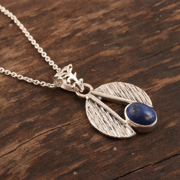 Alternate image for Hand Made Lapis Lazuli and Sterling Silver Pendant Necklace Royal Bliss