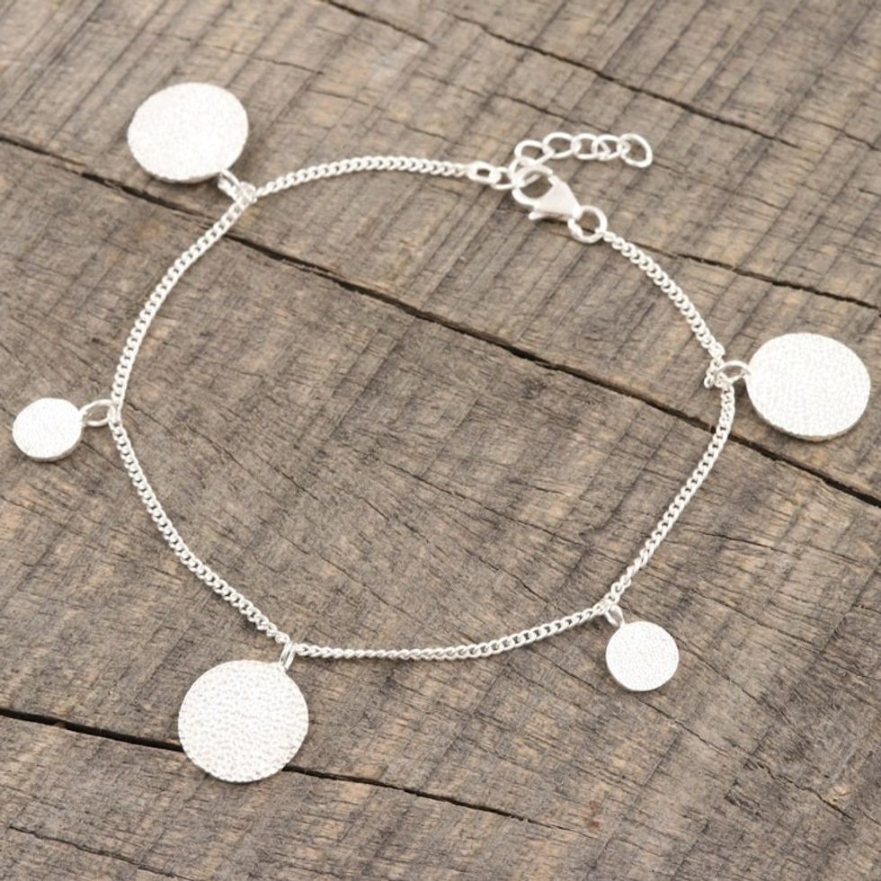 Artisan Crafted Sterling Silver Charm Bracelet 'Dancing at the Disco'