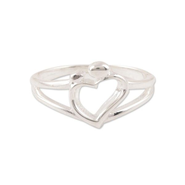 Alternate image for Sterling Silver Heart Band Ring Crafted in India Expression of Romance