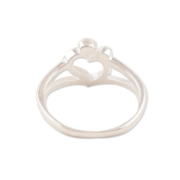 Alternate image for Sterling Silver Heart Band Ring Crafted in India Expression of Romance