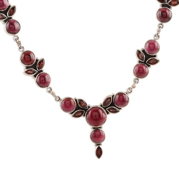 Alternate image for Garnet Link Pendant Necklace Crafted in India Perfect Radiance
