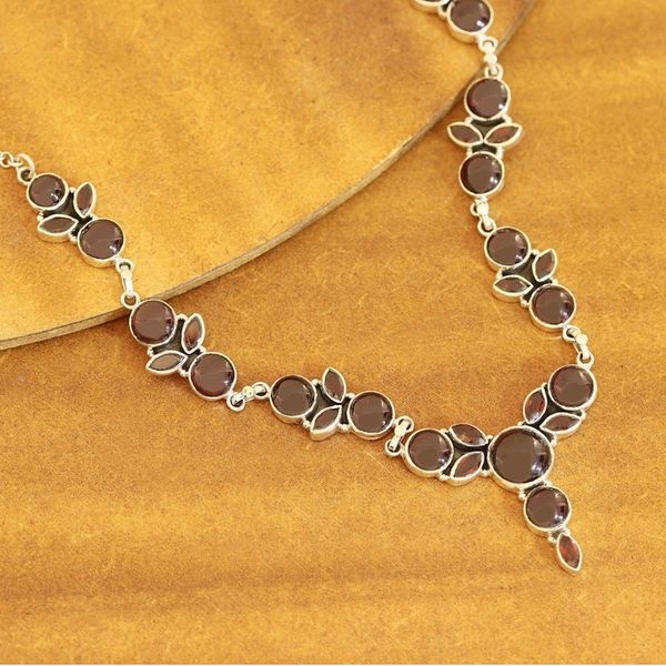 Alternate image for Garnet Link Pendant Necklace Crafted in India Perfect Radiance