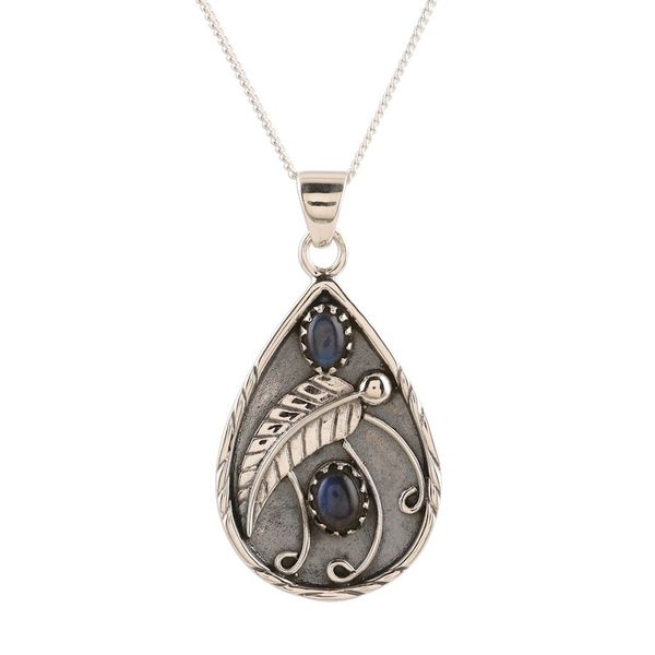 Alternate image for Labradorite Cabochon Sterling Silver Pendant Necklace Deep End of the Ocean