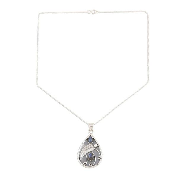 Alternate image for Labradorite Cabochon Sterling Silver Pendant Necklace Deep End of the Ocean