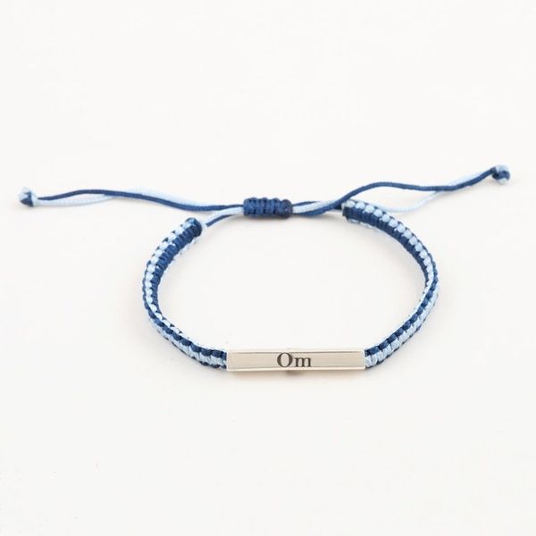 Alternate image for Blue White Macrame Unity Bracelet with Sterling Silver Meditation Harmony