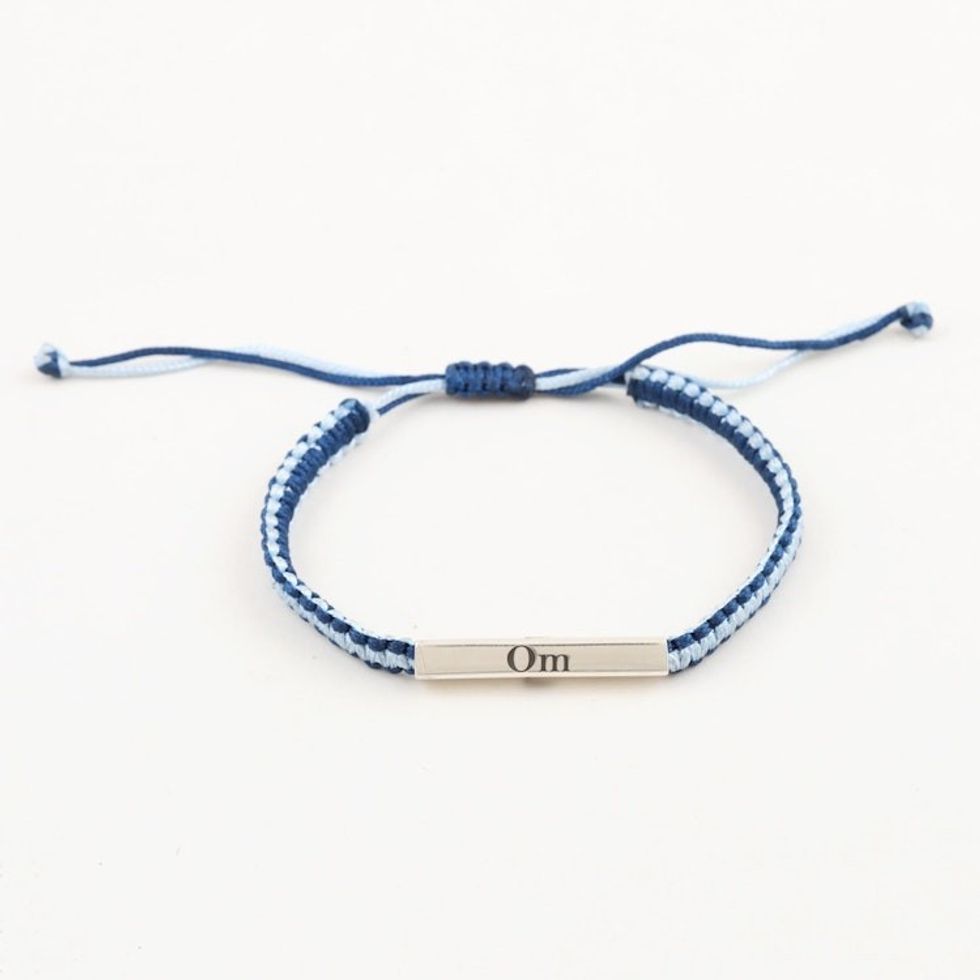 Blue White Macrame Unity Bracelet with Sterling Silver 'Meditation Harmony'
