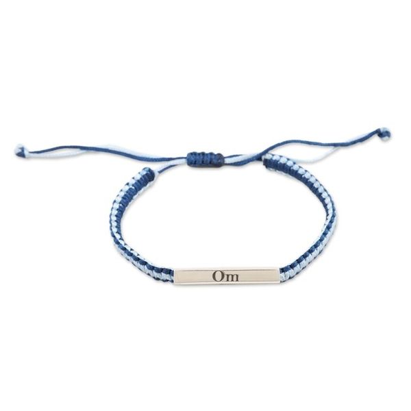 Alternate image for Blue White Macrame Unity Bracelet with Sterling Silver Meditation Harmony