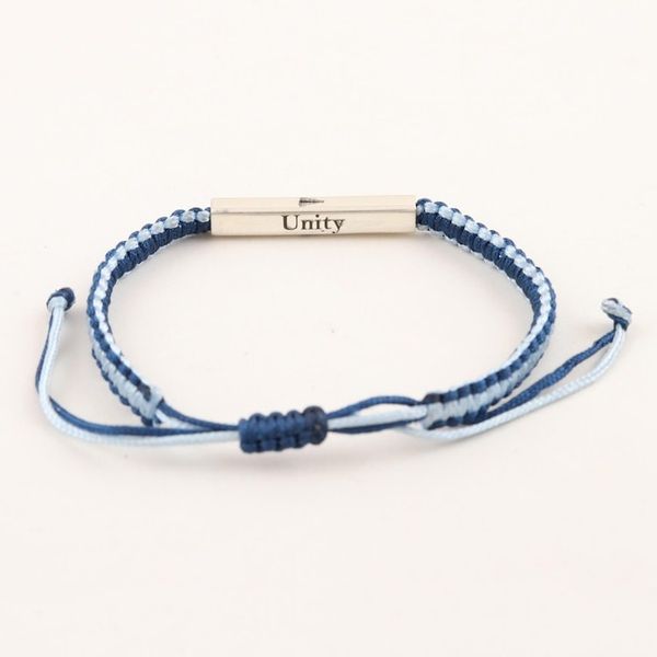 Alternate image for Blue White Macrame Unity Bracelet with Sterling Silver Meditation Harmony
