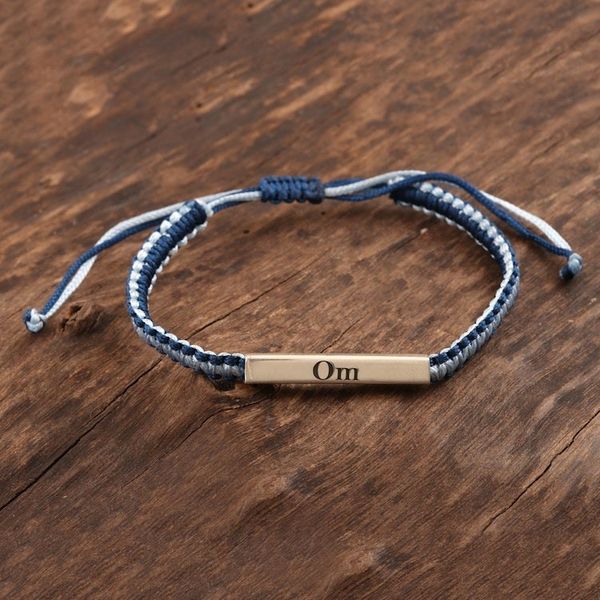 Alternate image for Blue White Macrame Unity Bracelet with Sterling Silver Meditation Harmony