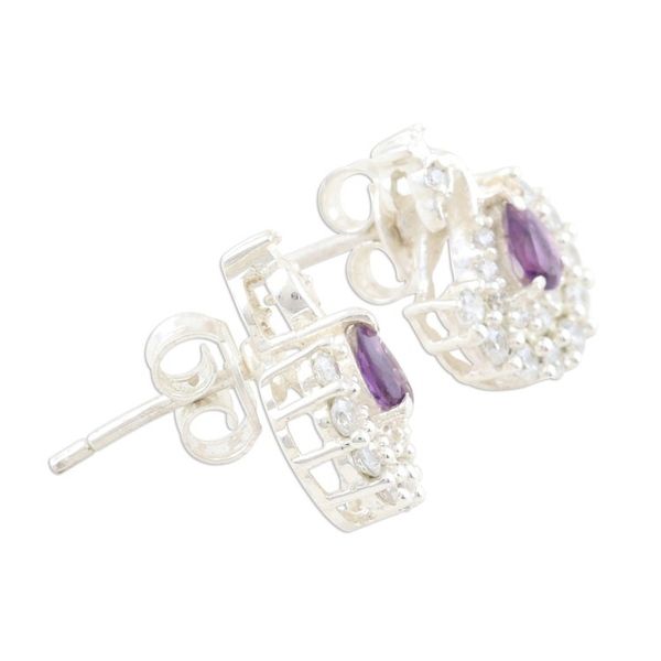 Alternate image for Amethyst and CZ Peacock Drop Earrings Peacock Beauty