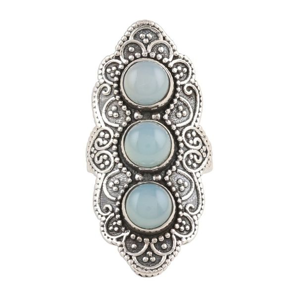 Alternate image for Oxidized Sterling Silver Chalcedony Cocktail Ring Goddess Trio