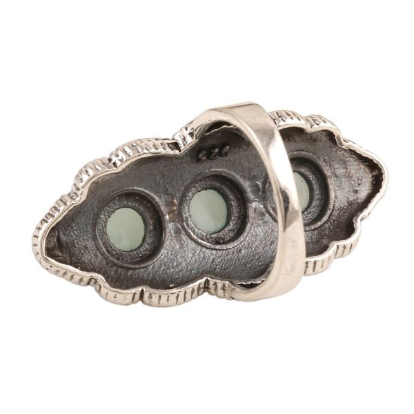 Alternate image for Oxidized Sterling Silver Chalcedony Cocktail Ring Goddess Trio