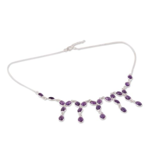Alternate image for Purple Amethyst Waterfall Necklace from India Luxurious Luster