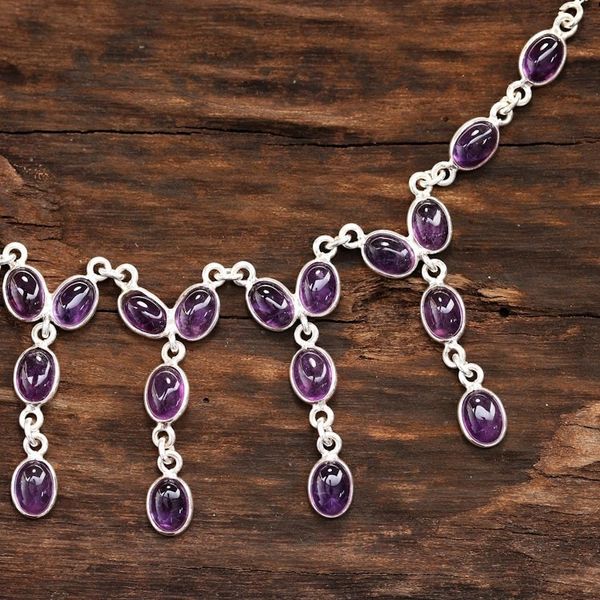 Alternate image for Purple Amethyst Waterfall Necklace from India Luxurious Luster