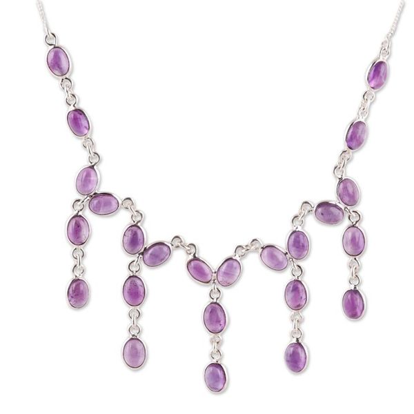 Alternate image for Purple Amethyst Waterfall Necklace from India Luxurious Luster