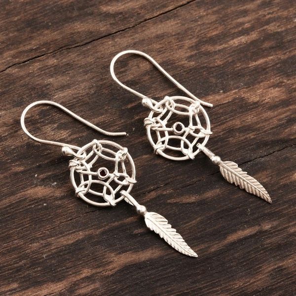 Alternate image for Sterling Silver Dreamcatcher Earrings with Garnet Fantastical Dream