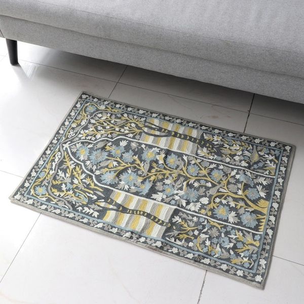 Alternate image for Chain-Stitched Wool and Cotton Tree Motif Rug Winged Paradise