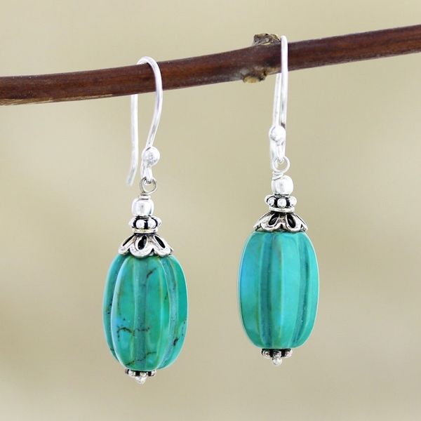 Alternate image for Handmade Calcite Dangle Earrings from India Peppermint Candy