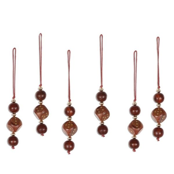 Alternate image for Dice-Themed Wood Beaded Ornaments from India Set of 6 Luck
