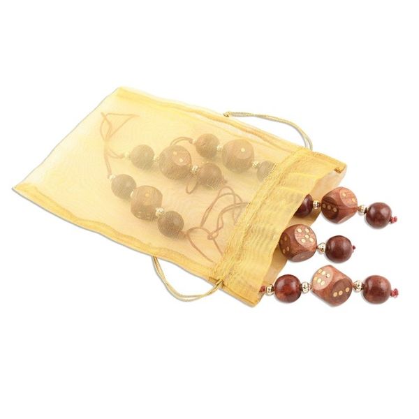 Alternate image for Dice-Themed Wood Beaded Ornaments from India Set of 6 Luck
