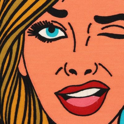 Alternate image for Embroidered Cotton Cushion Covers of a Woman Winking Pair Wink