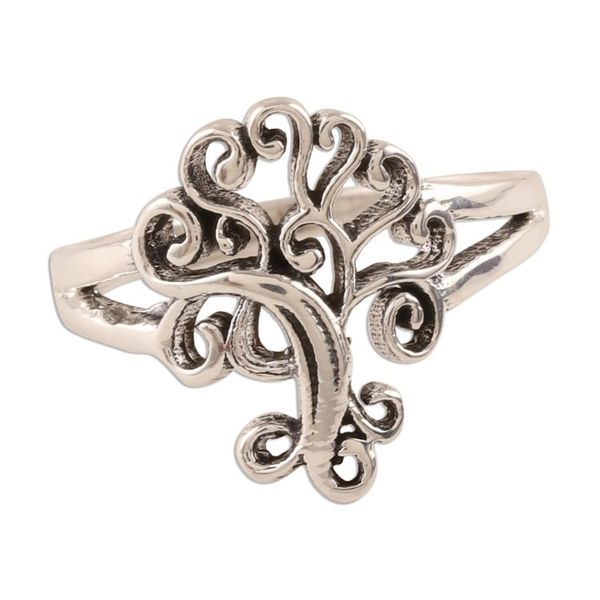 Alternate image for Tree-Themed Sterling Silver Band Ring from India Curling Tree