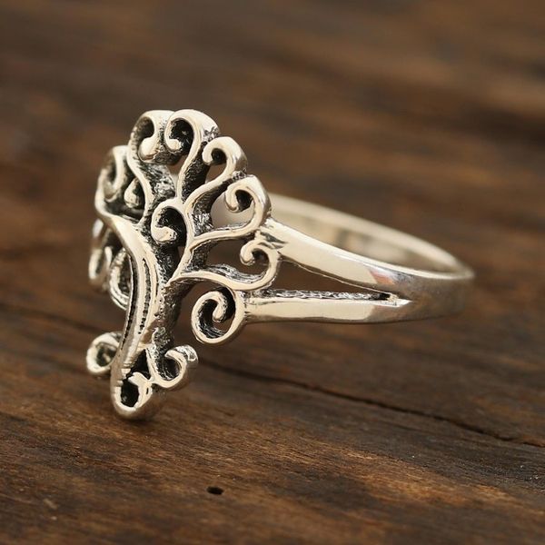 Alternate image for Tree-Themed Sterling Silver Band Ring from India Curling Tree