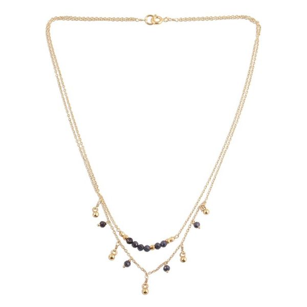 Alternate image for Gold Plated Iolite Beaded Pendant Necklace from India Glorious Dance