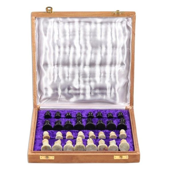 Alternate image for Hand Carved Soapstone Chess Set Mughal Leisure