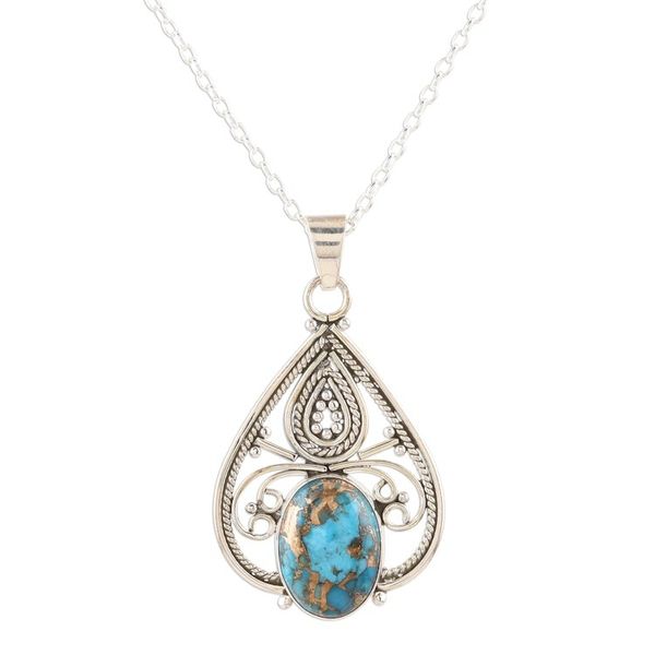 Alternate image for Hand Crafted Sterling and Reconstituted Turquoise Necklace Agra Affinity