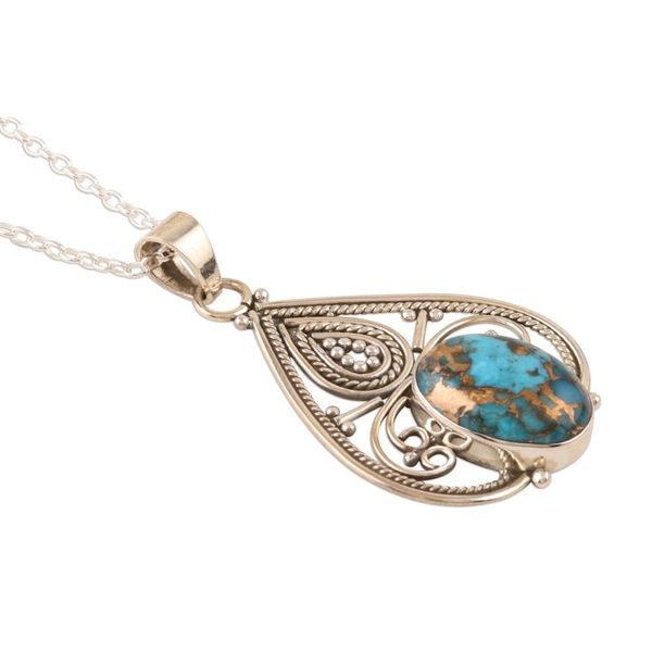 Alternate image for Hand Crafted Sterling and Reconstituted Turquoise Necklace Agra Affinity