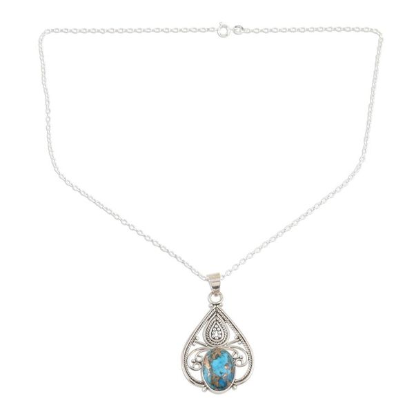 Alternate image for Hand Crafted Sterling and Reconstituted Turquoise Necklace Agra Affinity
