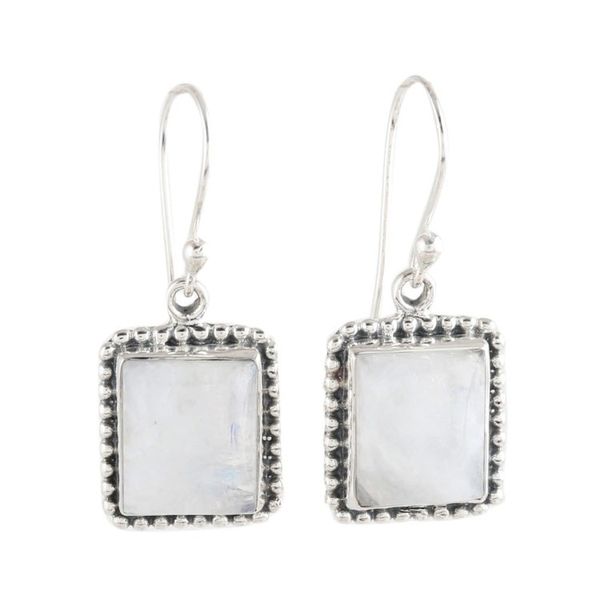 Alternate image for Rainbow Moonstone Dangle Earrings Crafted in India Good Will Spirit