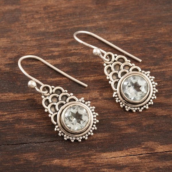 Alternate image for Sterling Silver and Blue Topaz Dangle Earrings Scales of the Sea