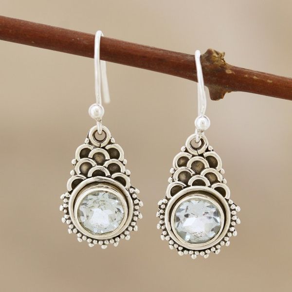 Alternate image for Sterling Silver and Blue Topaz Dangle Earrings Scales of the Sea