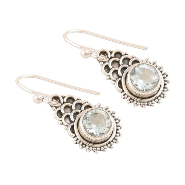 Alternate image for Sterling Silver and Blue Topaz Dangle Earrings Scales of the Sea