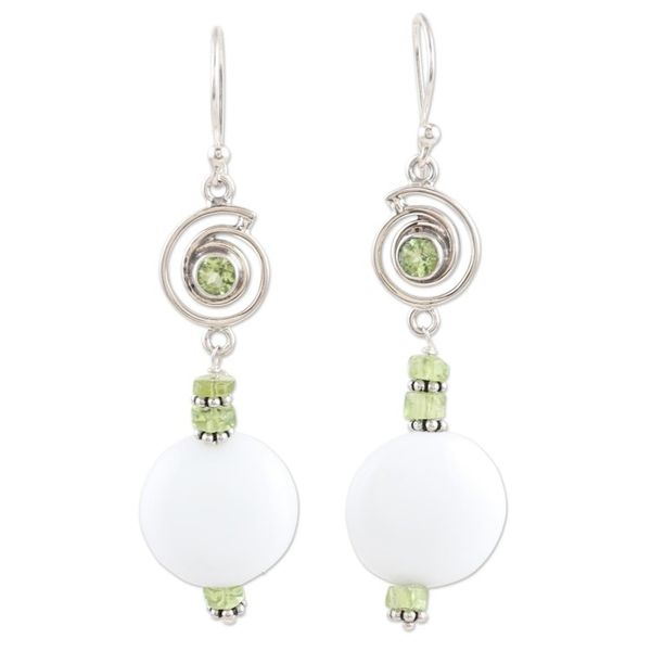 Alternate image for Handcrafted Agate and Peridot Dangle Earrings from India Spring Chill
