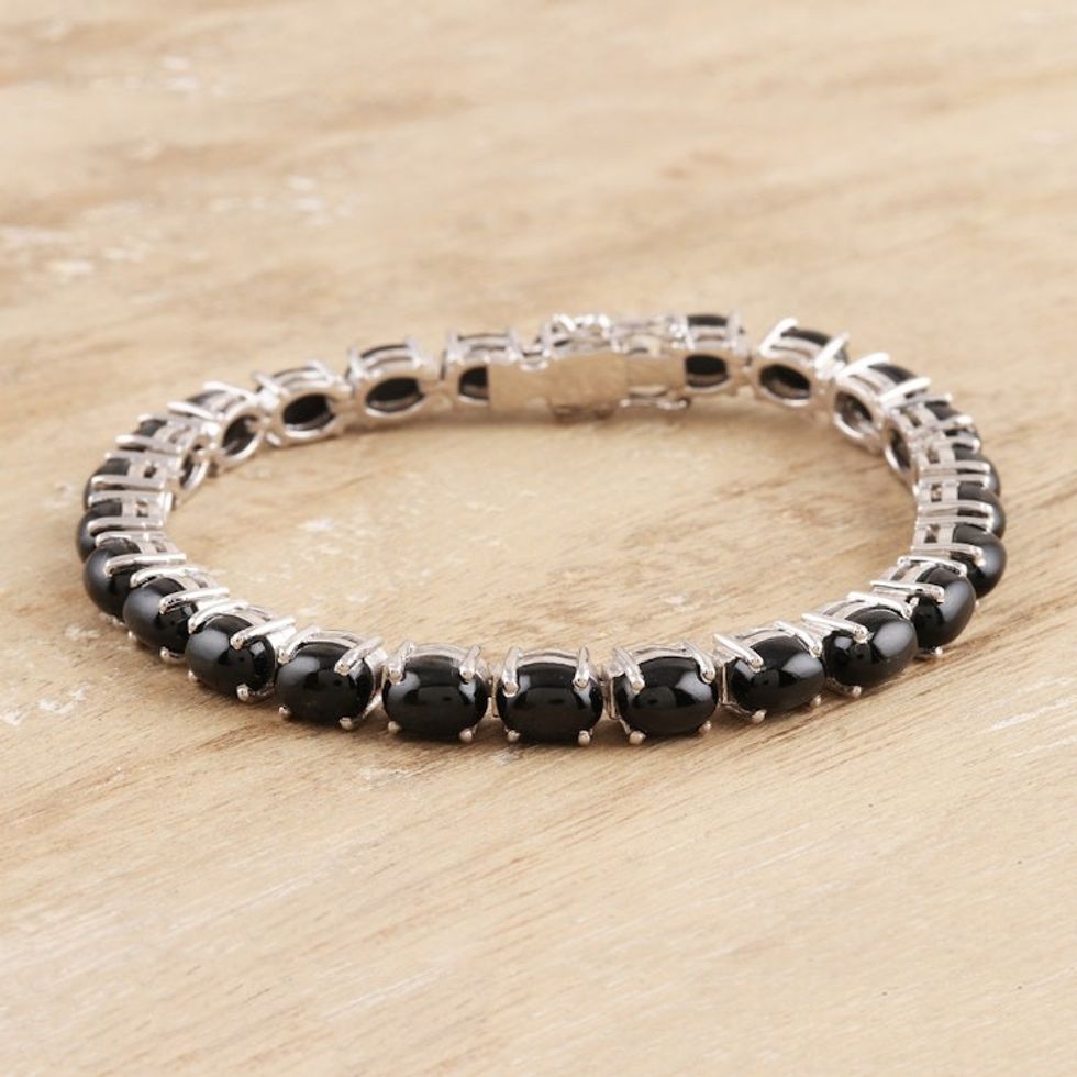 Stunning Black Star Diopside Tennis Bracelet 'Midnight Star'