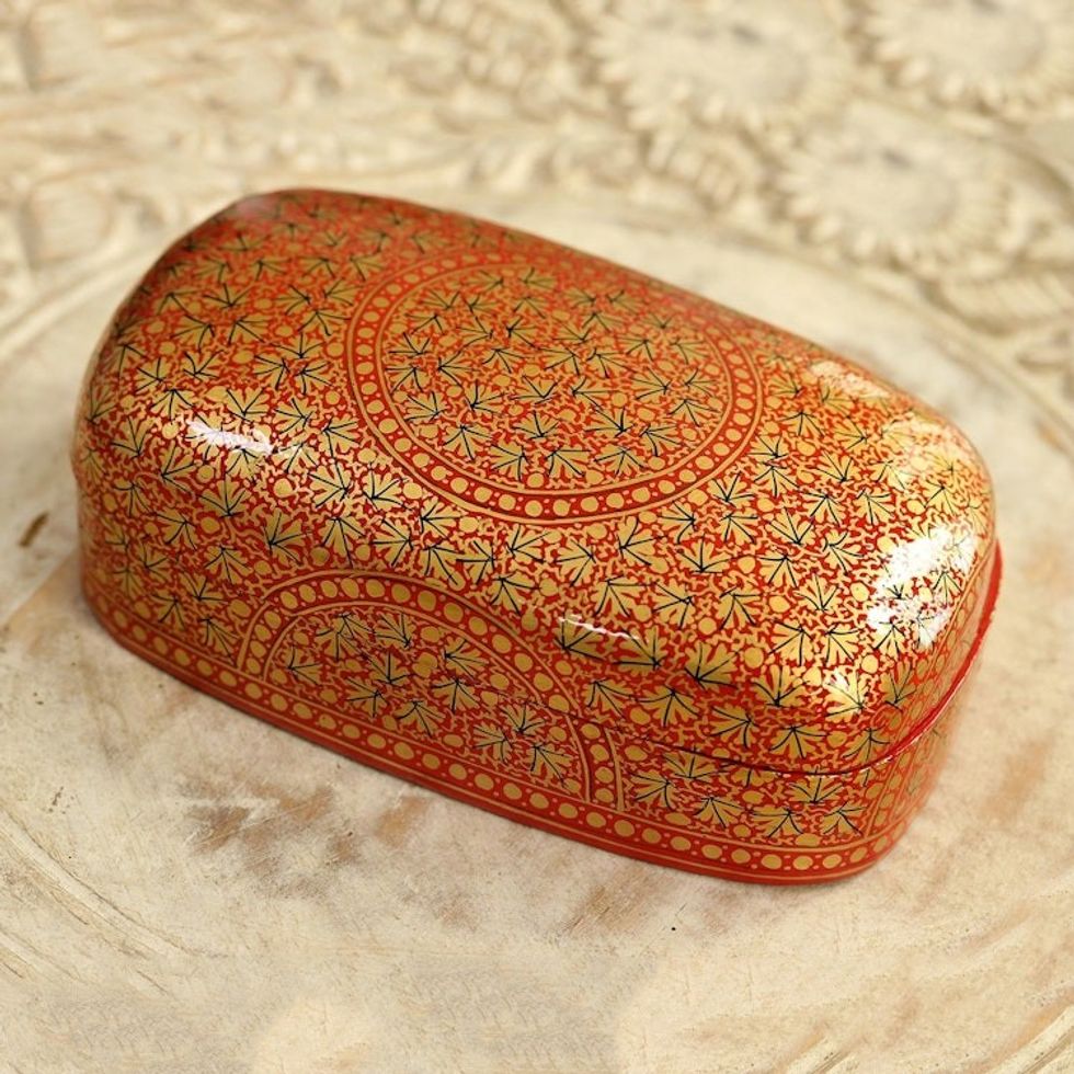 Small Decorative Papier Mache Box from India 'Kashmir Treasure'