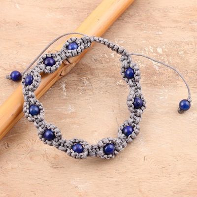 Main image for Lapis Lazuli Macrame Hand-Knotted Bracelet from India Macrame Halo
