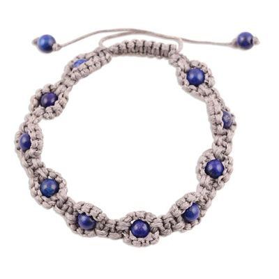 Alternate image for Lapis Lazuli Macrame Hand-Knotted Bracelet from India Macrame Halo