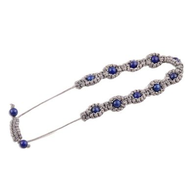 Alternate image for Lapis Lazuli Macrame Hand-Knotted Bracelet from India Macrame Halo