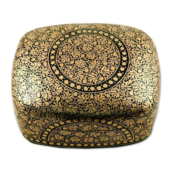 Alternate image for Black and Gold Papier Mache Decorative Box Kashmir Ebony