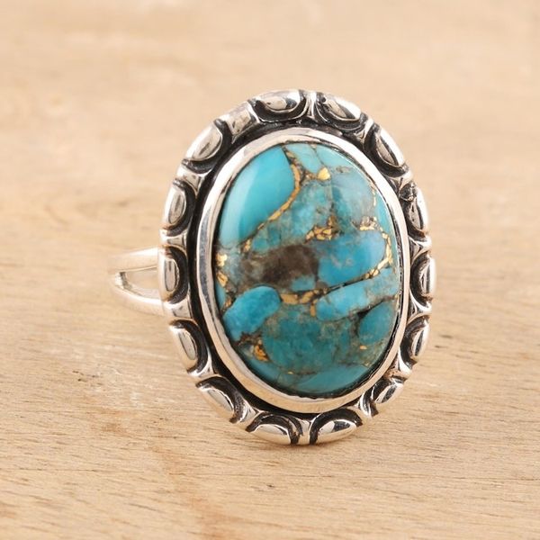 Alternate image for Oval Composite Turquoise Cocktail Ring from India Delightful Sky