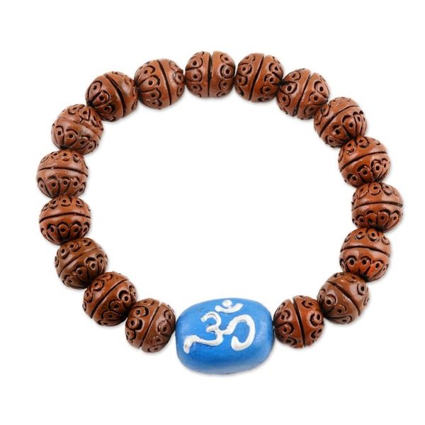 Alternate image for Handcrafted Indian Brown Blue Terracotta Unity Bracelet Omkara Unity