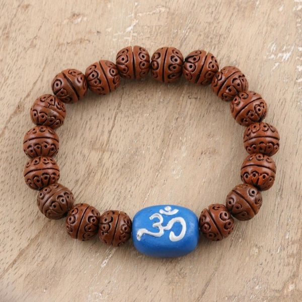 Alternate image for Handcrafted Indian Brown Blue Terracotta Unity Bracelet Omkara Unity