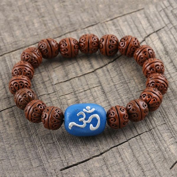 Alternate image for Handcrafted Indian Brown Blue Terracotta Unity Bracelet Omkara Unity